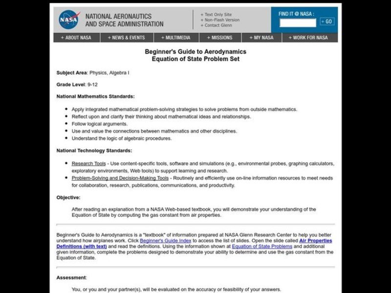 Equation of State Problem Set Lesson Plan