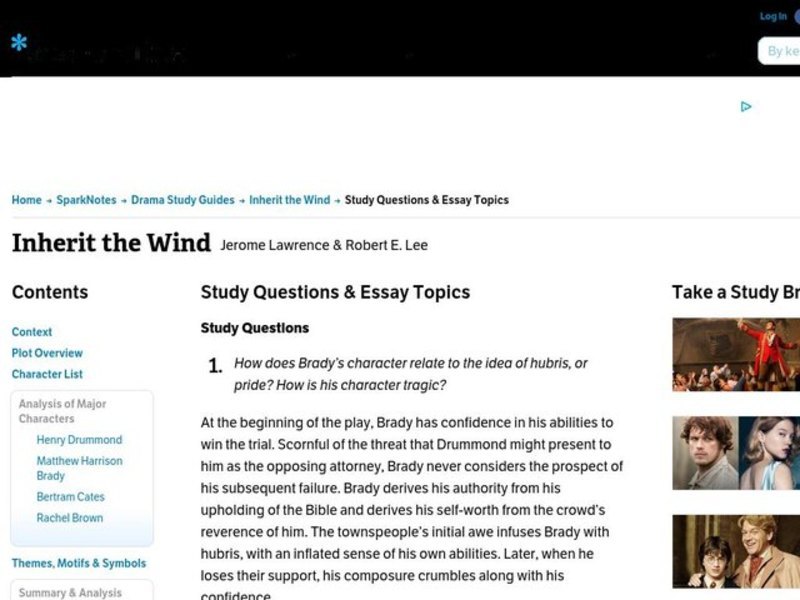 Inherit the Wind by jerome Lawrence & Robert E. Lee Study Guide