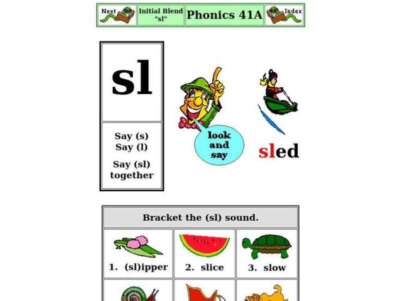 Initial Blend "sl" Worksheet