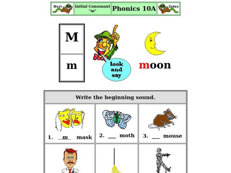 Initial Consonant "m" Worksheet