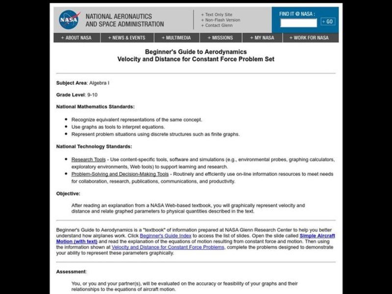 Velocity and Distance for Constant Force Problem Set Lesson Plan