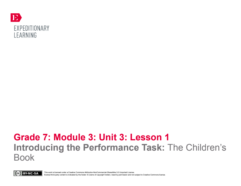 Introducing the Performance Task: The Children’s Book Lesson Plan