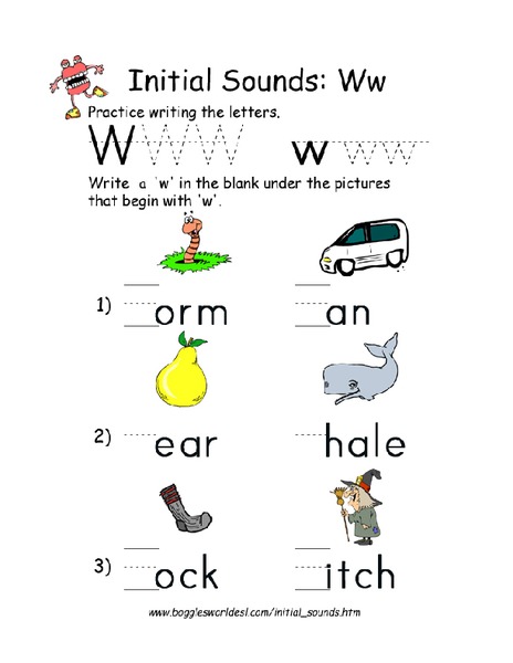 Initial Sounds: W Worksheet