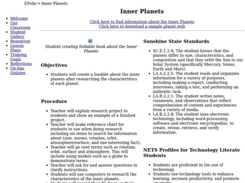 Inner Planets Lesson Plan