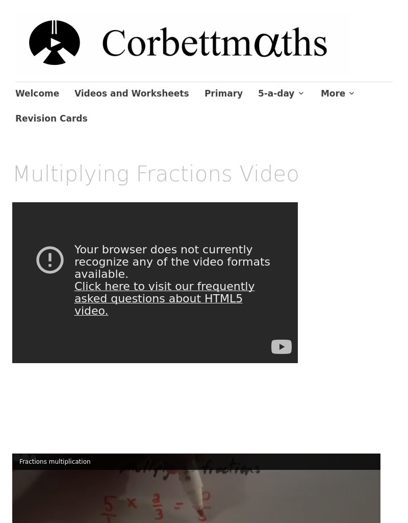 Multiplying Fractions Instructional Video