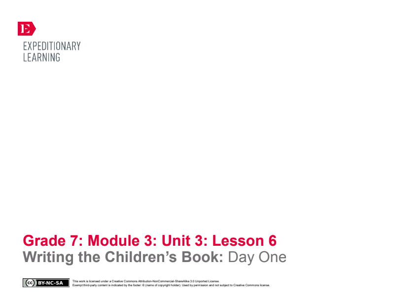 Writing the Children’s Book: Day One Lesson Plan