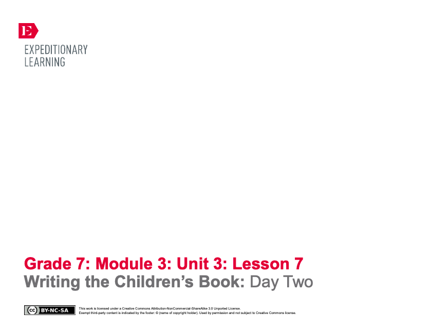 Writing the Children’s Book: Day Two Lesson Plan