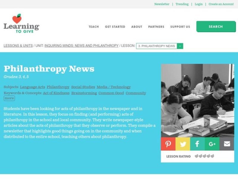 Inquiring Minds: News and Philanthropy Lesson Plan