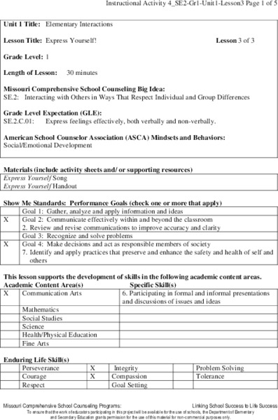 Express Yourself! Lesson Plan