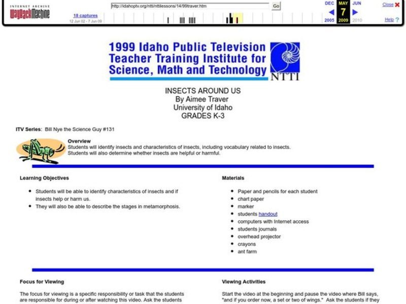 INSECTS AROUND US Lesson Plan