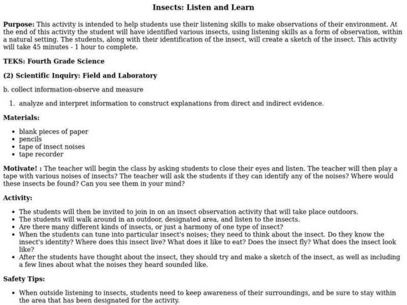 Insects: Listen and Learn Unknown Type