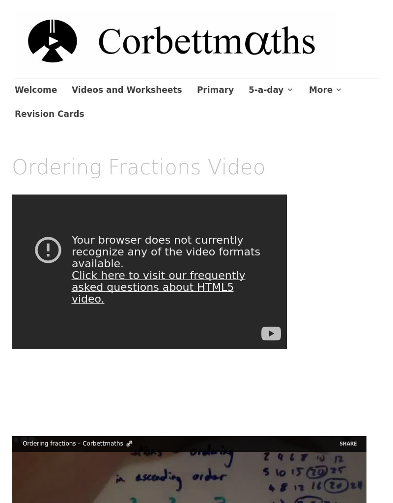 Ordering Fractions Instructional Video