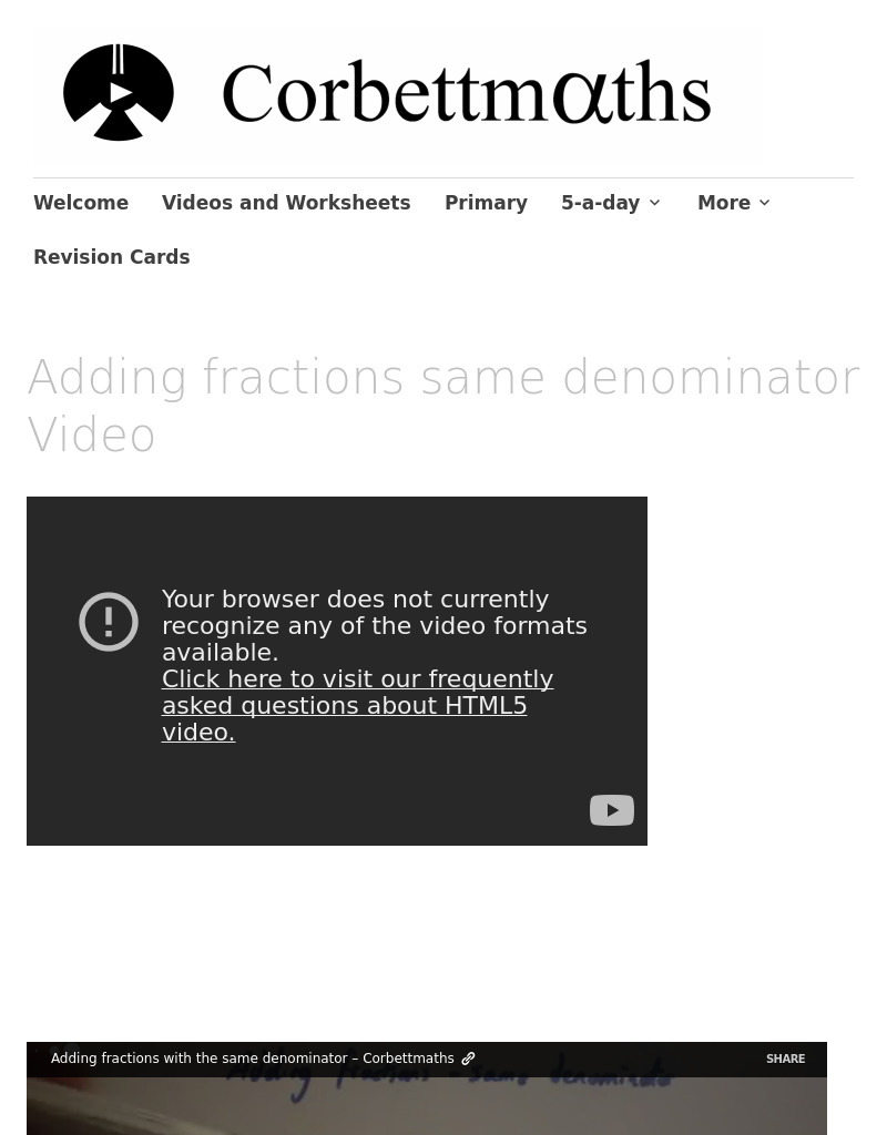 Adding Fractions Same Denominator Instructional Video