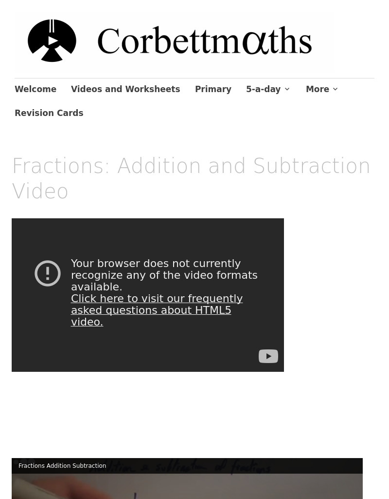 Fractions: Addition and Subtraction Instructional Video