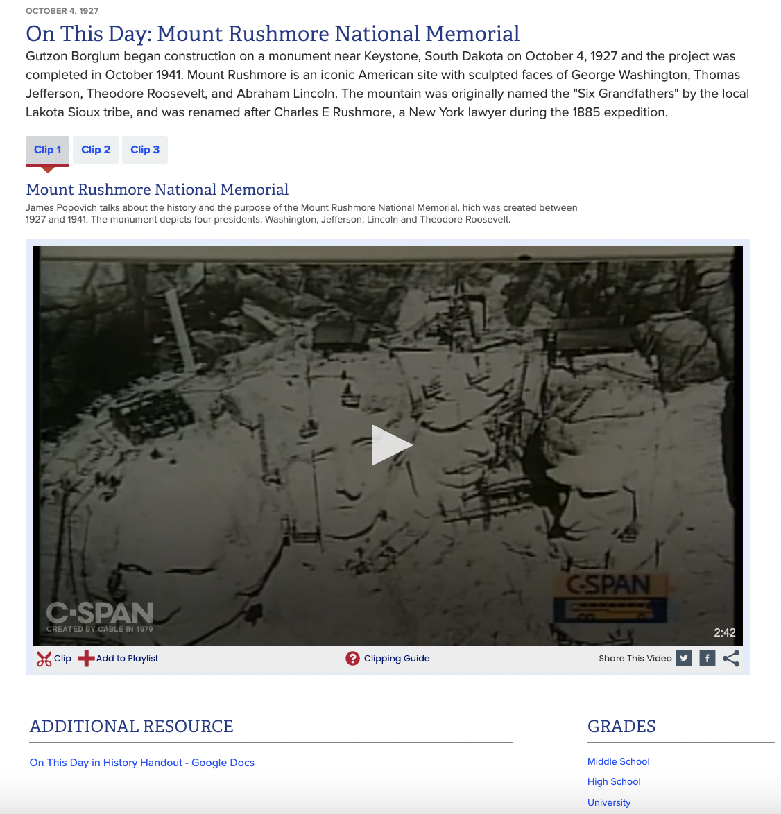 On This Day: Mount Rushmore National Memorial Instructional Video