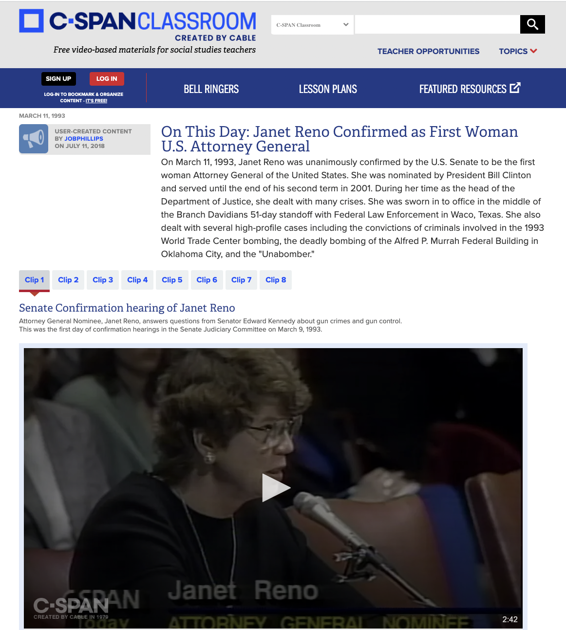 On This Day: Janet Reno Confirmed as First Woman U.S. Attorney General Instructional Video