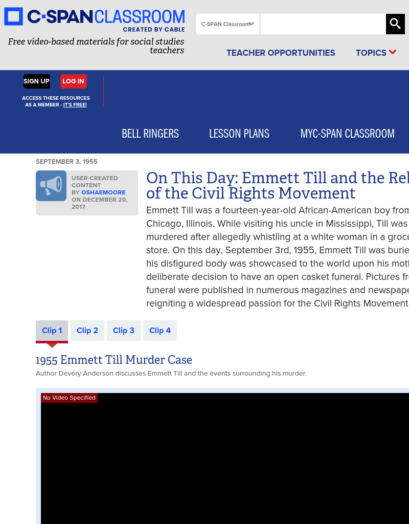 On This Day: Emmett Till and the Rebirth of the Civil Rights Movement Instructional Video
