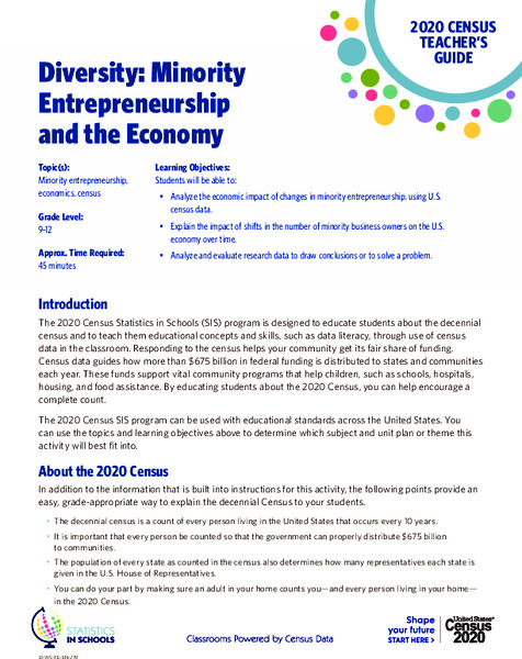 Diversity: Minority Entrepreneurship and the Economy Activity