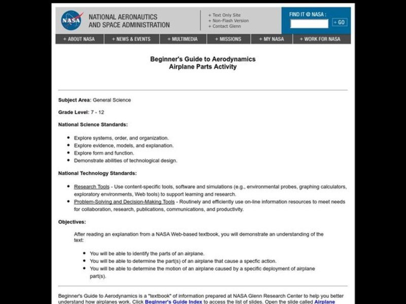 Airplane Parts Problem Set Lesson Plan