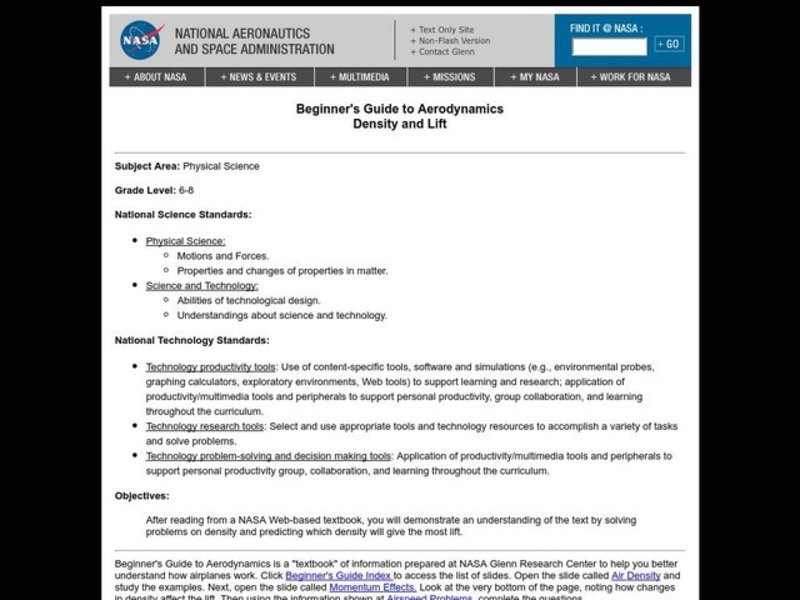 Density and Lift Lesson Plan