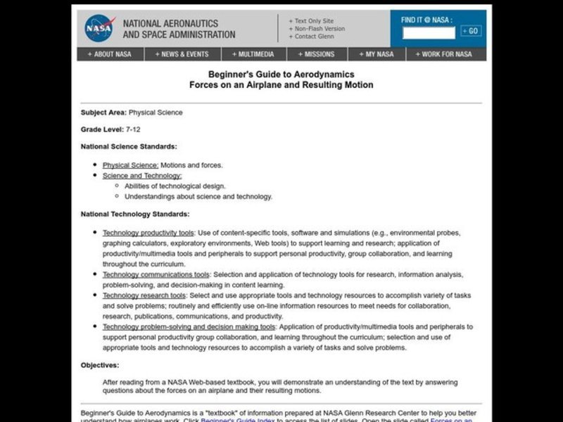 Forces on an Airplane and Resulting Motion Lesson Plan