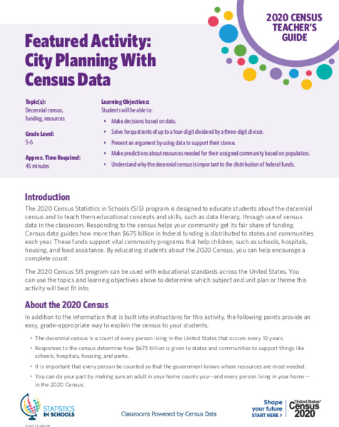 Featured Activity: City Planning With Census Data Activity