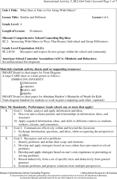 Similar and Different Lesson Plan