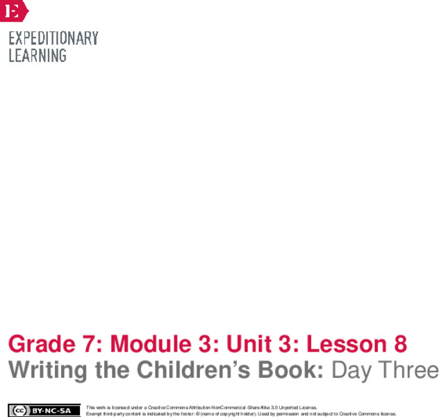 Writing the Children’s Book: Day Three Lesson Plan