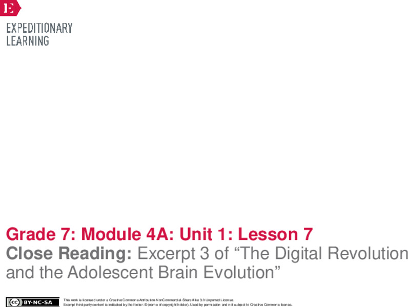 Close Reading: Excerpt 3 of “The Digital Revolution and the Adolescent Brain Evolution” Lesson Plan