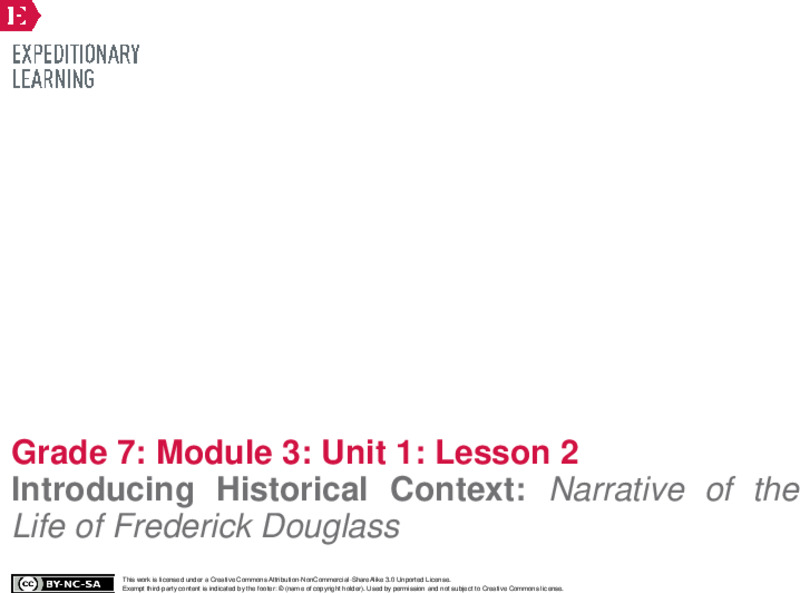 Introducing Historical Context: Narrative of the Life of Frederick Douglass Lesson Plan