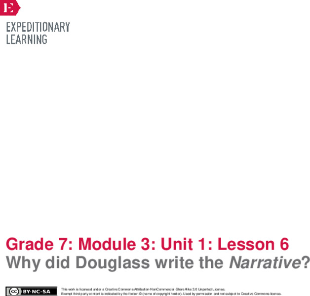 Why Did Douglass Write the Narrative? Lesson Plan