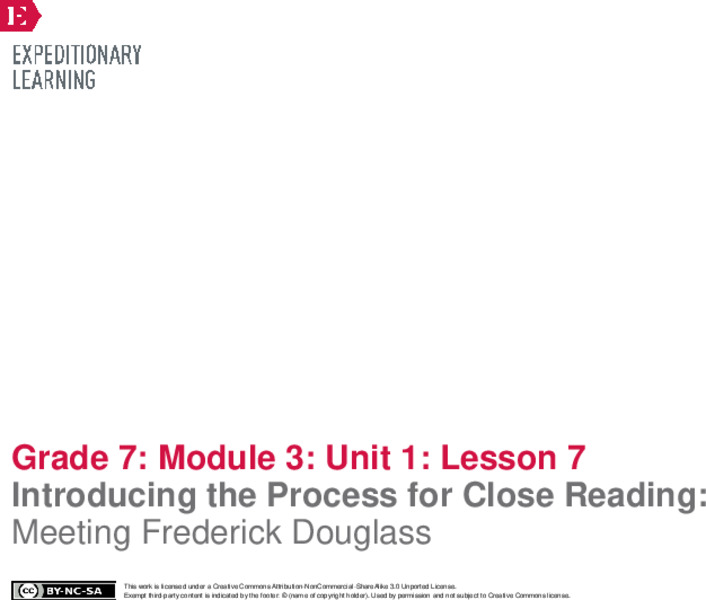 Introducing the Process for Close Reading: Meeting Frederick Douglass Lesson Plan