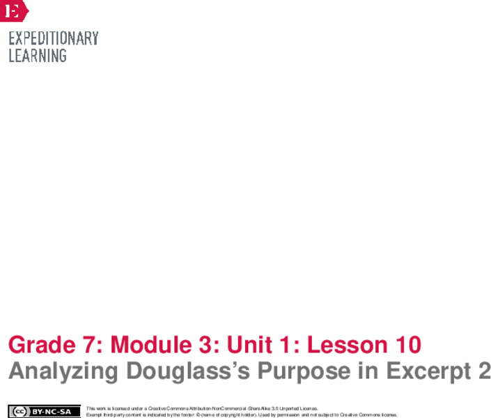 Analyzing Douglass’s Purpose in Excerpt 2 Lesson Plan