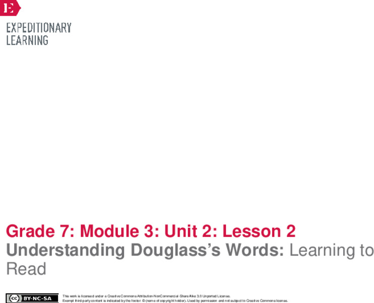 Understanding Douglass’s Words: Learning to Read Lesson Plan