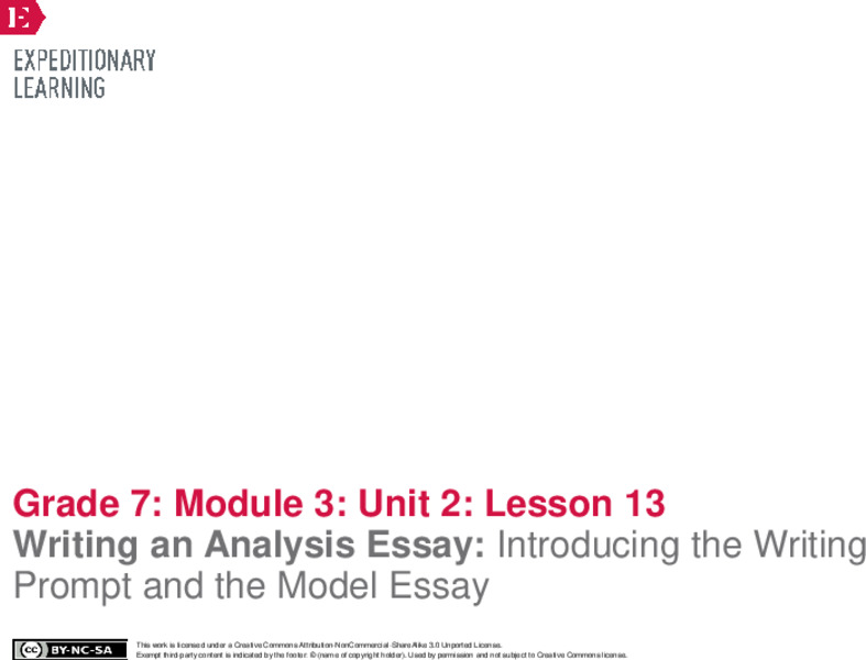 Writing an Analysis Essay: Introducing the Writing Prompt and the Model Essay Lesson Plan