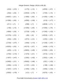 Integer Division Worksheet