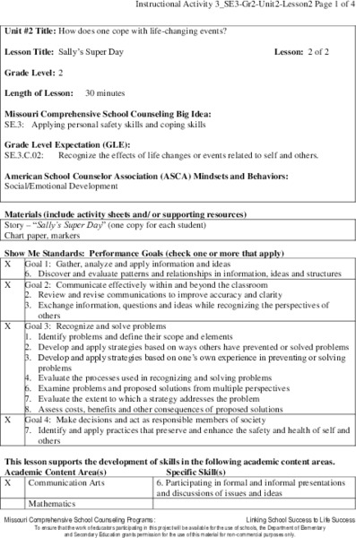 Sally’s Super Day Lesson Plan