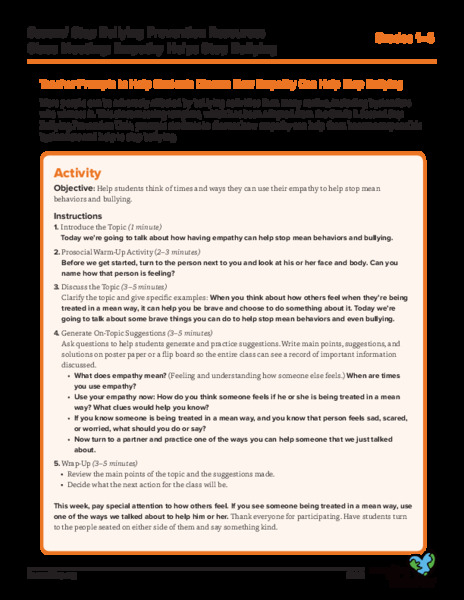 Class Meeting: Empathy Helps Stop Bullying Activity