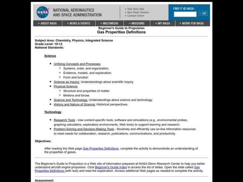 Gas Properities Definitions Lesson Plan