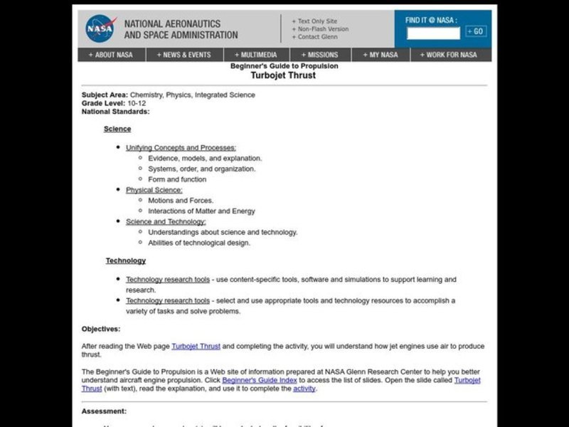 Turbojet Thrust Lesson Plan