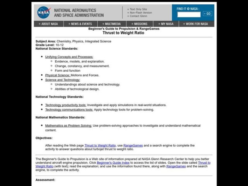 Thrust to Weight Ratio Lesson Plan
