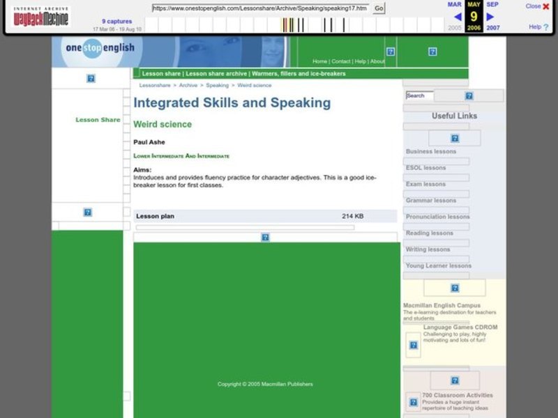 Integrated Skills and Speaking Lesson Plan