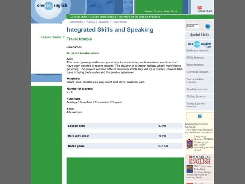 Integrated Skills and Speaking Lesson Plan