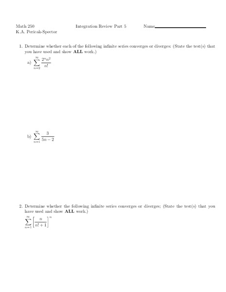 Integration Review Worksheet