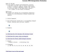 Integration Formulas Lesson Plan