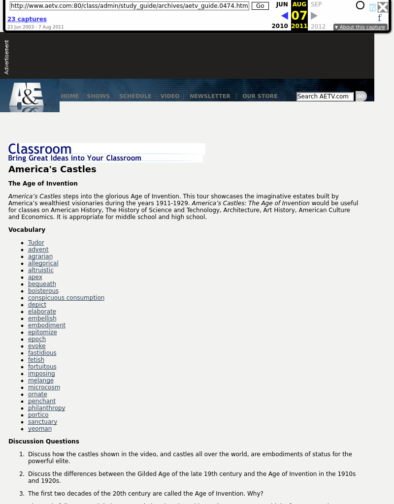 America's Castles: The Age of Invention Lesson Plan