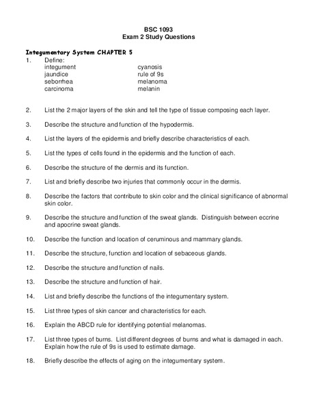 Integumentary System Lesson Plan