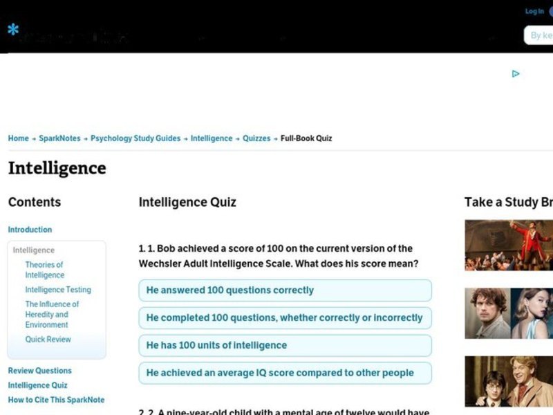 Intelligence Worksheet