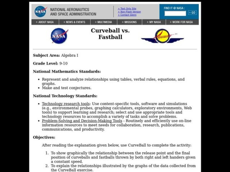 Curveball vs. Fastball Lesson Plan