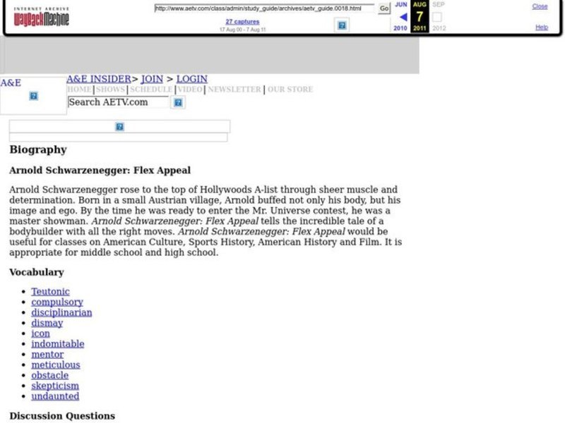 Arnold Schwarzenegger: Flex Appeal Lesson Plan